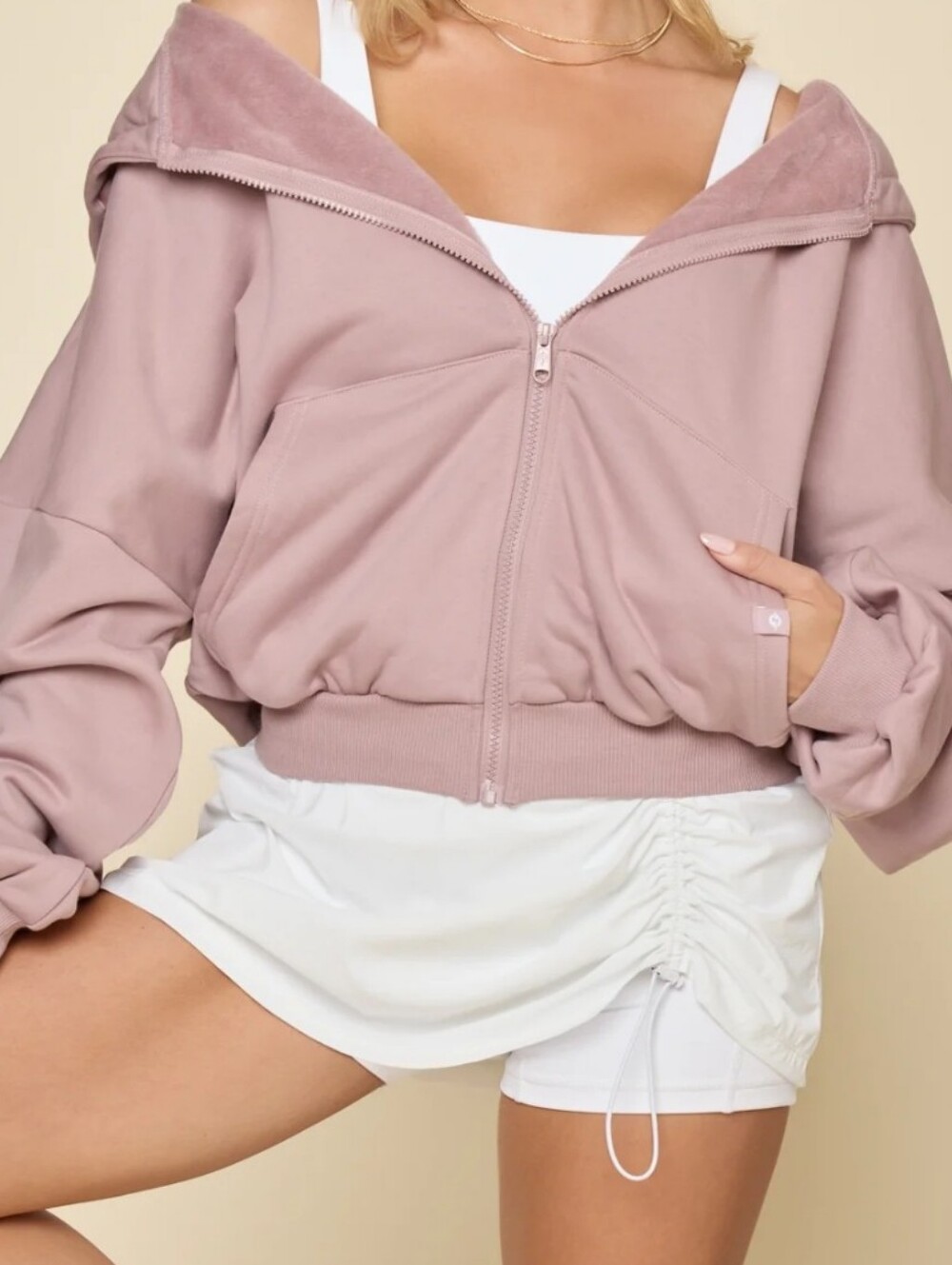 Popflex Zip Cloud Hoodie Blush Pink M/L Brand New With Tags